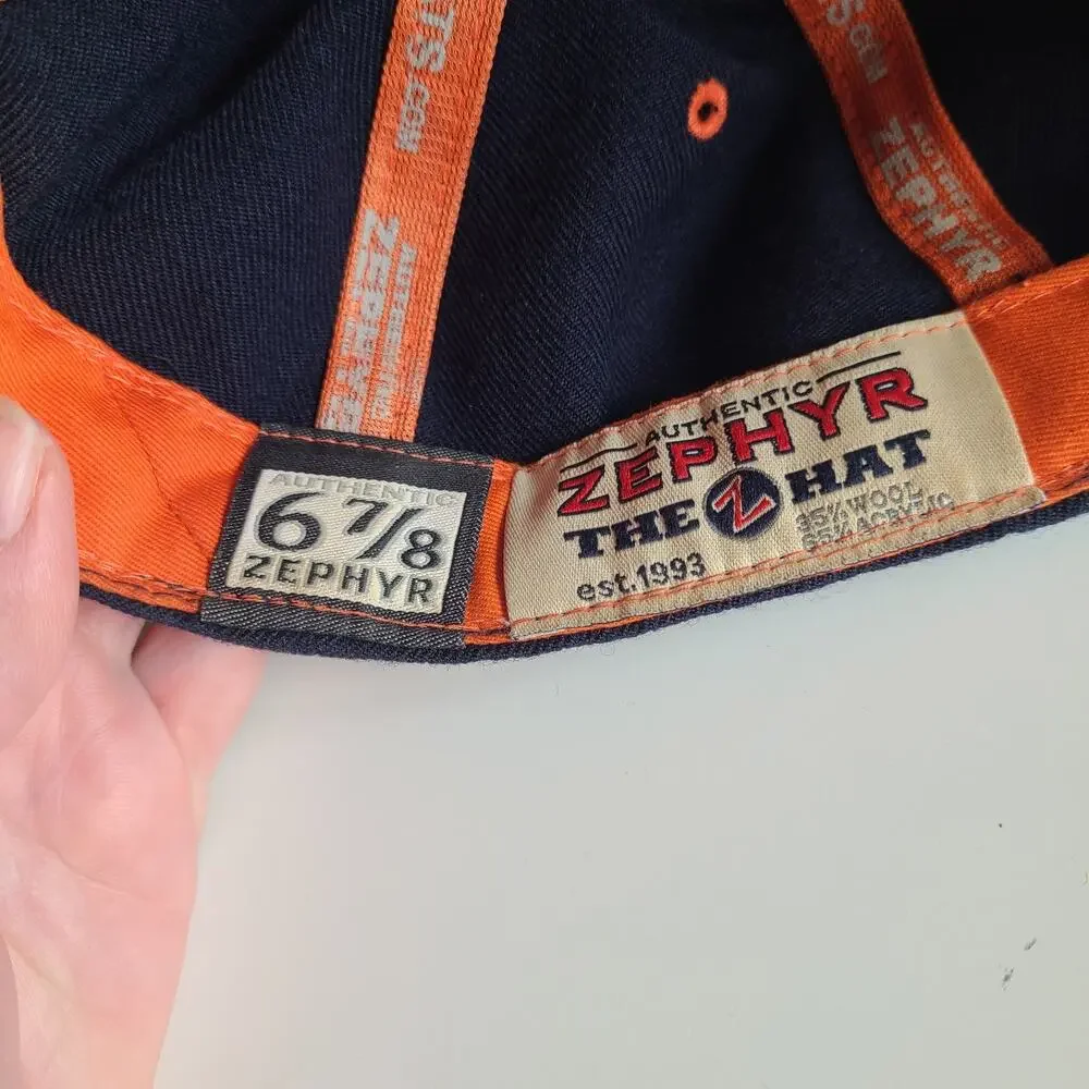Syracuse‎ Orangemen Hat Cap Zephyr 6 7/8 Fitted Wool Blend Navy Embriodered